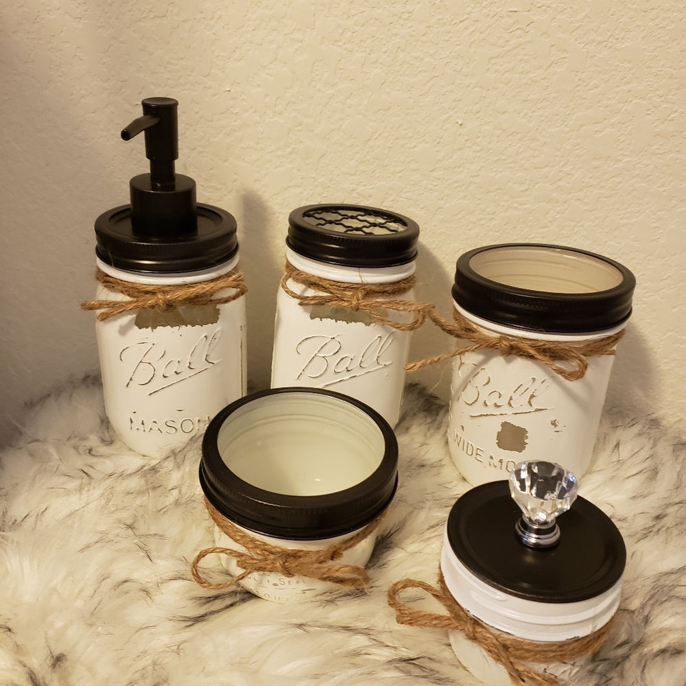 Bathroom mason jar decor set